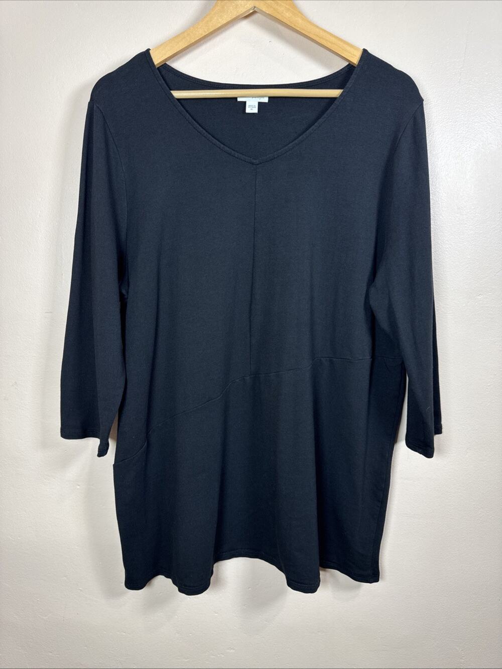 J. Jill Pure Jill Womens XL Tunic Black Asymmetrical Stretch Pima Cotton Classic